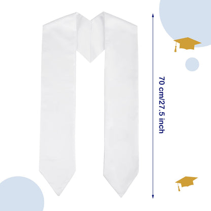 Coume 2024 Sublimation Graduation Stole Sash Blank Plain Graduation Sash Unisex Adult Graduation Party Stole(White)