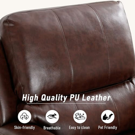 HAOMARKETS Electric Recliner Chair, Soft PU Leather Power Recliners with Padded Backrest, Single Overstuffed Heavy Duty Reclining Sofa for Living Room Bedroom, Brown HAOMARKETS
