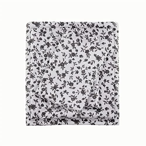 Intelligent Design Printed Microfiber Sheet Set, Soft Modern Bedroom Decor, Elastic Deep Pocket, All Season, Lightweight, Breathable, Cozy Bedding, Matching Pillowcase, King Black Floral 4 Piece Intelligent Design