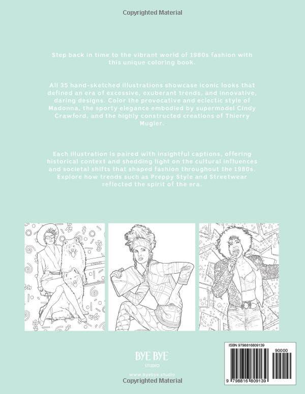 80s COLORING BOOK: A Fashion Coloring book for adults and teenagers (Fashion throughout the decades) WoodArtSupply