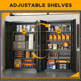 Greenvelly Metal Garage Storage Cabinet with 2 Doors and 4 Adjustable Shelves, 72" H Black Steel Lockable Storage Cabinet,Tall Metal Cabinet Locking File Cabinet for Office,Home, Garage, Gym, School Greenvelly