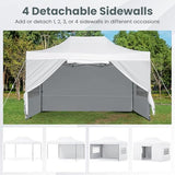 Tangkula 10x14 FT Pop Up Canopy, Outdoor Tent with 4 Sidewalls, Roll-up Door, Wheeled Bag, 4 Sandbags, 8 Stakes, 4 Wind Ropes, Portable Canopy Tent for Beach Party Event Camping (White) Tangkula