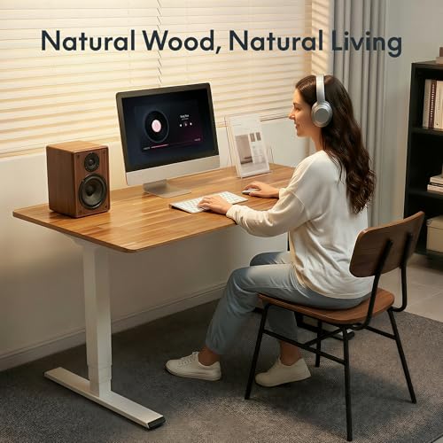 FLEXISPOT Acacia Solid Wood 55"x28" Butcher Block Desktop – Thick Beveled Edge Tabletop for Standing Desk, Office Table, Workbench, DIY Furniture Projects, Natural FLEXISPOT