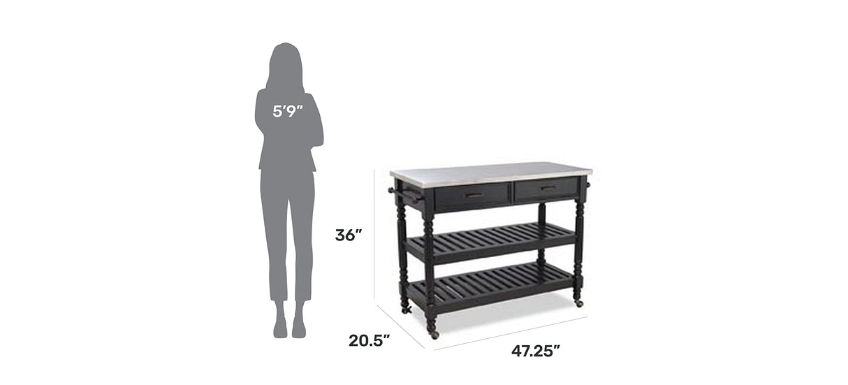 Homestyles Savanna Kitchen Cart, FURNITURE, Black homestyles