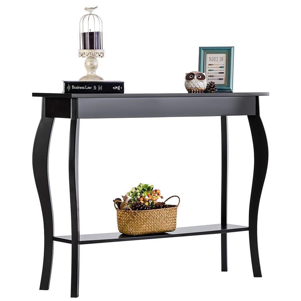 ChooChoo Narrow Console Table, Chic Accent Sofa Table, Entryway Table, Black ChooChoo