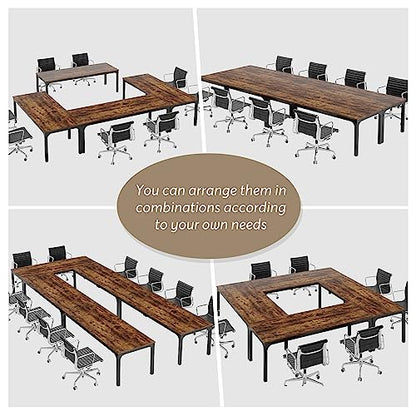 Tribesigns 6.5 FT Conference Room Table, 78.74" W x 27.56" D Large Office Conference Table, Modern Seminar Meeting Table for Boardroom. (Only Table) (Rustic Brown) - WoodArtSupply