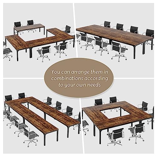 LITTLE TREE 13FT Conference Room Table, Large Rectangle Meeting Seminar Tables for 12-16 Person, Extra Long Business Tables for Office LITTLE TREE