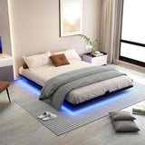 FSJianYi Floating Bed Frame Queen Size with LED Lights Metal Platform Bed No Box Spring Needed Easy to Assemble (Queen (U.S. Standard)) FSJianYi
