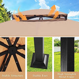 10’x 12’ Outdoor Gazebo, Double Roof Patio Gazebo with Netting and Curtains, Metal Frame Outdoor Patio Canopy for Deck Backyard Garden Raysfung