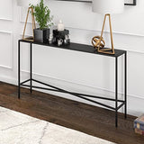 Henley 55'' Wide Rectangular Console Table with Metal Top in Blackened Bronze Henn&Hart