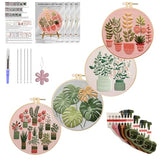 Huacan Embroidery Kits for Adults Beginner - 4 Pcs Floral Pattern Stitching Printed Bouquet DIY Sewing Kit 7.9 x 7.9 Inch (Bouquet 2)