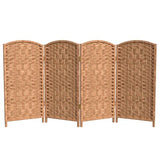 Red Lantern 3 ft. Short Diamond Weave Fiber Folding Screen - Natural - 4 Panel Red Lantern