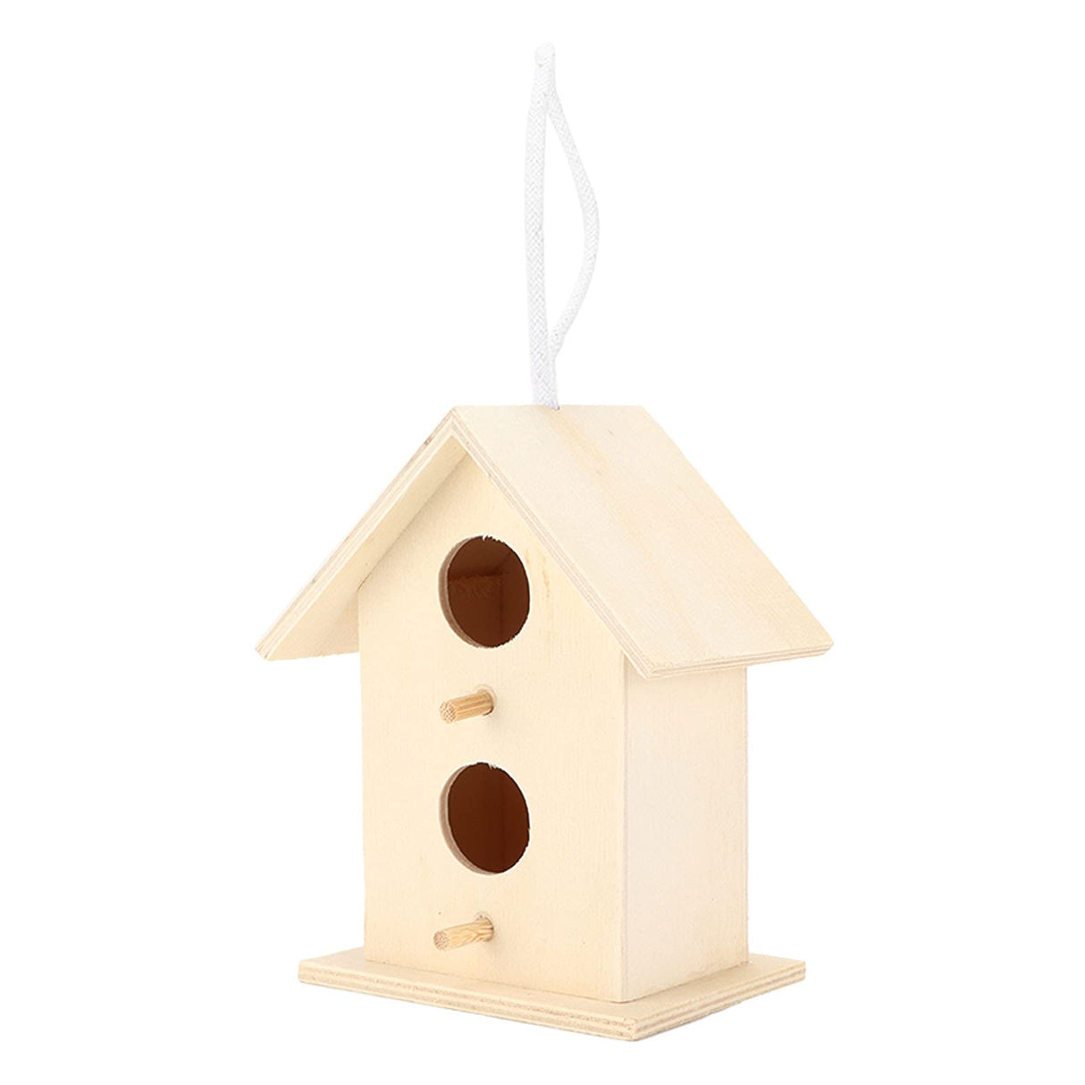 2PCS Bird Houses for Outside, Wooden Birdhouse Unfinished Bird Houses Hanging Wooden Birdhouse Wooden Bird Houses to Paint with Two Holes(#A) Beufee
