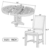 LUMISOL 5 Piece Round Extendable Dining Room Table Set with Chairs for Saving Space Solid Wood Round Kitchen Table Set, Natural Wood Wash LUMISOL