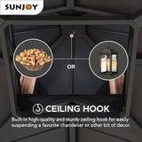 Sunjoy 12.5 x 12.5 ft. Hardtop Gazebo Outdoor Cedar Frame Wood Gazebo with Steel 2-Tier Hardtop Roof and Ceiling Hook, Black by SummerCove Sunjoy