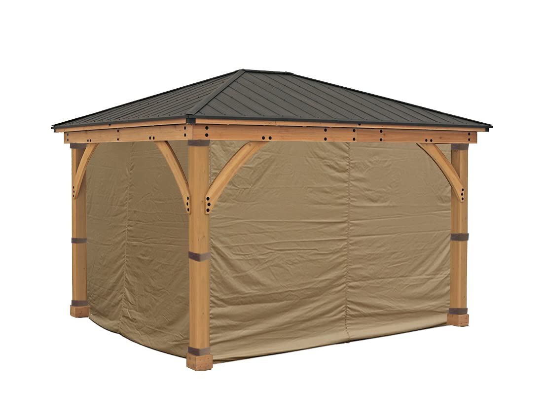 APEX GARDEN Replacement 4-Side Curtain for 11 ft. x 13 ft. Meridian Gazebo (Beige) APEX GARDEN