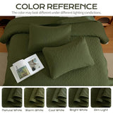JYHOPE Olive Green Twin Quilt Set 68x90 Lightweight Microfabric Bedspread, 3-Piece Quilt Bedding with Pillow Shams, Summer Cooling Quilts, Ribbon Wrapped Gift JYHOPE