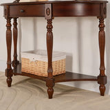 LEEMTORIG Demi Lune Console Table for Entryway Living Room, Cherry Solid Wood Entryway Table with Storage Drawer, Traditional Victorian Antique Sofa Table Hallway Table, Cherry Walnut SFZ-1533-WD-DR LEEMTORIG