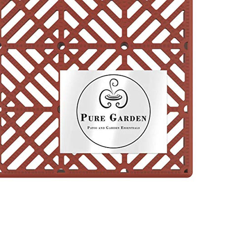 Deck Tiles - 6-Pack Pavers - Polypropylene Interlocking Patio Tiles - Outdoor Tiles for Patio, Porch, Garage, or Pool Deck by Pure Garden (Terracotta) Pure Garden
