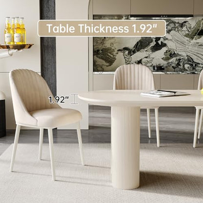 Miuuod 70.8" L Dining Table with Space Saving Apartment 4-8 People Mid-Century Sturdy Coffee Table Office Shop Kitchen Living Room Heavy Duty Cream White - WoodArtSupply