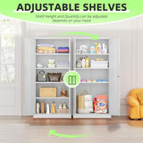 Crownland 72" Metal Office Storage Locking Cabinet, Lockable Garage Storage Cabinets, High Office Storage Cabinet with Adjustable Shelves for Garage(White) Crownland