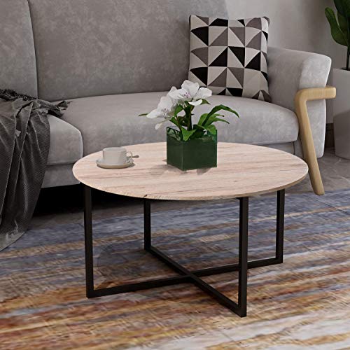 Round Coffee Table Sofa Table Kitchen Dining Tables Modern Leisure Tea Table Office Conference Pedestal Desk White HOMERECOMMEND