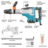 Berserker 1700W 25-Pound SDS-Max Demolition Jack Hammer, 1-9/16" 14-Amp Corded Electric Heavy Duty Demo Chipping Hammer Concrete/Pavement Breaker with Carrying Case Flat Chisel Bull Point Chisel Berserker