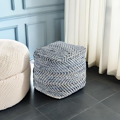 Signature Design by Ashley A1000445 Pouf, Blue & White Signature Design by Ashley
