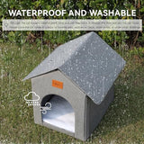 Outdoor Cat House, Outdoor Cat Shelter Feral Cat, Outside Waterproof Cat House for Outdoor/Indoor Cats, Insulated Cat House for Winter with Cozy Cushion, Easy to Assemble, Navy Blue Siedihit
