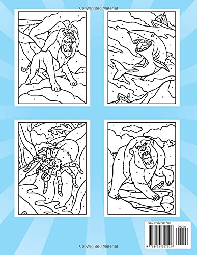 Color By Number Dangerous Animals for Kids Ages 4-8: Animal Coloring Book | Fun Children's Activity Book Filled with 30 Dangerous Wild Animals, Including a Snake, Lion, Tiger, Dinosaur, and many more Majosta