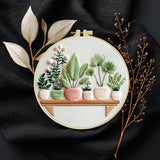 Embroidery Kit for Beginners & Adults,Green Plant Pattern Embroidery Kit Include Embroidery Cloth Hoops Threads for Craft Lover Hand Stitch with Embroidery Skill Techniques,Perfect Handmade Gift