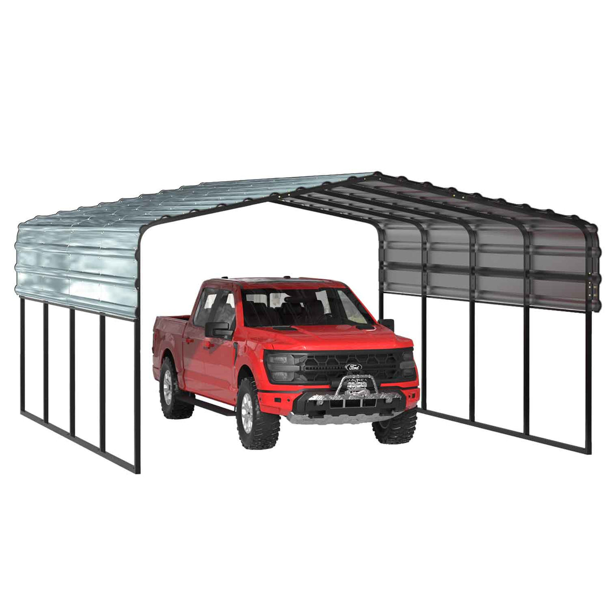 EROMMY 12x20 FT Metal Carport, 12' x 20' x 8.6' Heavy Duty Carport Canopy with Galvanized Metal Roof and Frame for Car, Boat, Pickup and Tractors EROMMY