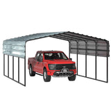 EROMMY 12x20 FT Metal Carport, 12' x 20' x 8.6' Heavy Duty Carport Canopy with Galvanized Metal Roof and Frame for Car, Boat, Pickup and Tractors EROMMY