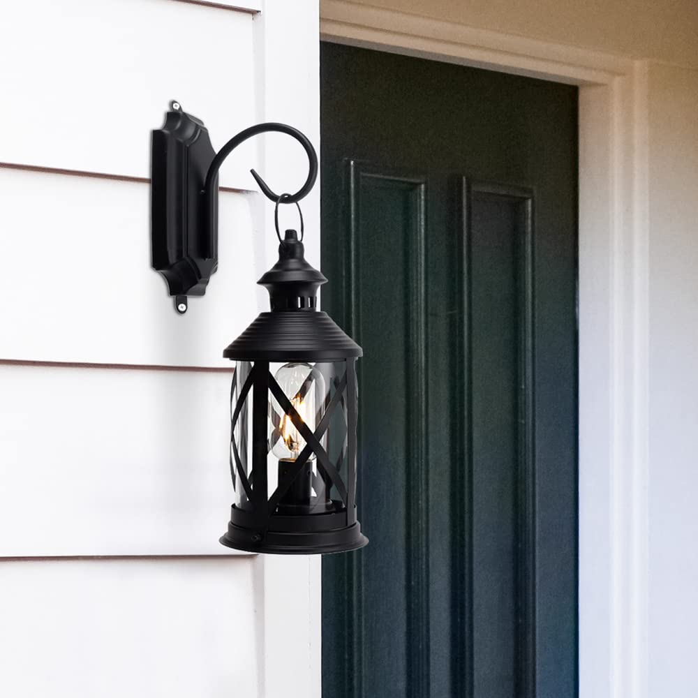 TRIROCKS Battery Powered Metal Lamp 10'' Tall Decorative Cordless Table Lamps LED Edison Lights Hanging Lamps with Metal Hook for Home Decor Patio Garden Wedding Parties Indoor Outdoor(Black) TRIROCKS