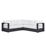 Modway Tahoe Aluminum 3-Piece Outdoor Patio Furniture Gray White, Modular Sectional Sofa Set with Weather-Resistant Cushions, Ideal for Deck, Backyard Poolside Modway