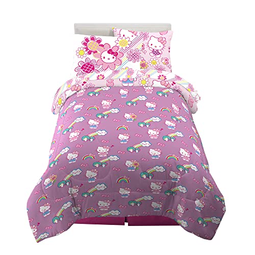 Franco Kids Bedding Super Soft Comforter and Sheet Set with Sham, 5 Piece Twin Size, Hello Kitty Franco