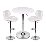 ARTETHYS Bar Table and Chairs Set of 3 White Heigh Adjustable Round Pub Desk and 2 Swivel White Counter Height Barstools for Dining Room Home Kitchen Bistro ARTETHYS