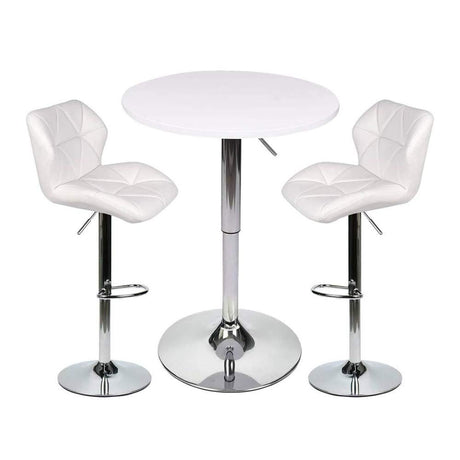 ARTETHYS Bar Table and Chairs Set of 3 White Heigh Adjustable Round Pub Desk and 2 Swivel White Counter Height Barstools for Dining Room Home Kitchen Bistro ARTETHYS