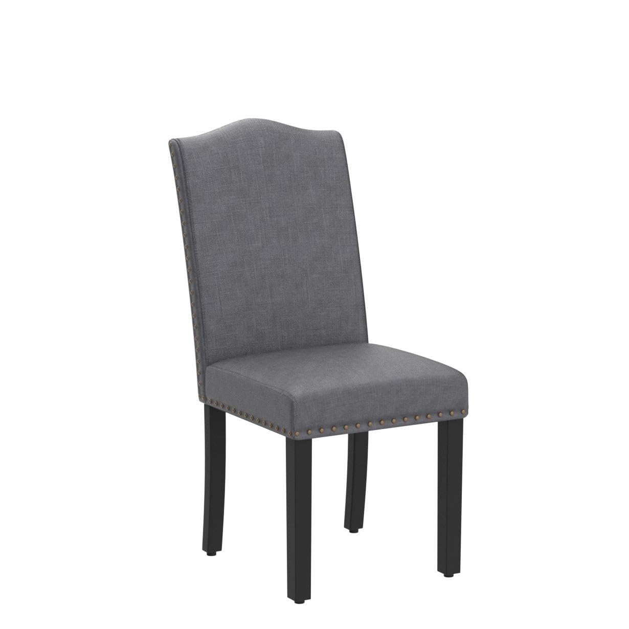 Yaheetech Dining Chairs with Rubber Wood Legs and Non-Woven Fabric Armless Chairs for Kitchen Living Room Hotel Wedding Lounge Reception, Set of 6, Dark Gray - WoodArtSupply