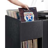 Crosley Furniture Arden Mid Century Record Storage Console Turntable Stand, Vinyl Storage Up to 315 Records, Black Crosley Furniture