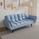 Majnesvon Velvet Futon Sofa Couch Bed with 2 Pillows, Convertible Folding Futon Couch with Adjustable Backrest, Love Seat Sleeper Sofa Bed for Small Spaces, Living Room, Office, Apartment (Blue) Majnesvon