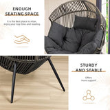 Vongrasig Outdoor Wicker Egg Chair PE Rattan Chair with Cushion, Oversized Patio Lounge Chair for Outdoor, Indoor, Balcony, Backyard, Garden, Black/Rattan Vongrasig