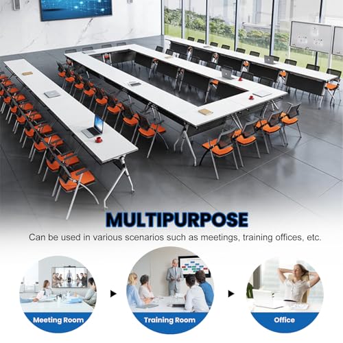 Conference Table,Mobile Conference Room Tables with 360° Wheels,55In Rectanglar Meeting Seminar Table 12 People,Flip Top Mobile Training Table Rolling Meeting Table,Modular Business Tables for Office Relgix