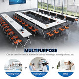 Conference Table,Mobile Conference Room Tables with 360° Wheels,55In Rectanglar Meeting Seminar Table 12 People,Flip Top Mobile Training Table Rolling Meeting Table,Modular Business Tables for Office Relgix