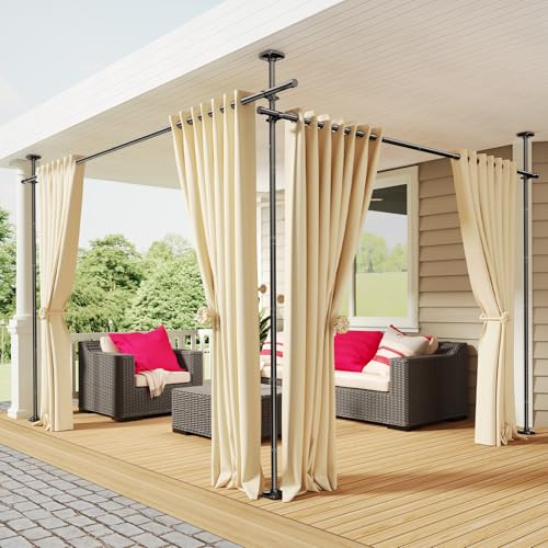SUNALLY Room Divider Curtain Rod, No Drilling 4-10ft(H) 28-140inch(W) Adjustable Privacy Wall Divider for Room Separation, Heavy Duty Temporary Partition Space Separator Tension Rods, Black SUNALLY