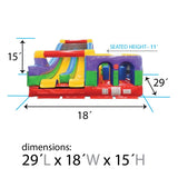 29'L Radical Run Inflatable Obstacle Course with Climbing Wall, Retro Rainbow, 16' Wide x 15' Height, Commercial Grade Interactive Bounce House, Includes: Blower and Stakes TentandTable