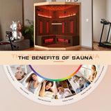 SWHSE 3-4 Person Corner Infrared Sauna- Luxury Home Sauna Spa Room with Himalayan Salt Therapy, Canadian Hemlock&Panoramic Tempered Glass,220V SWHSE