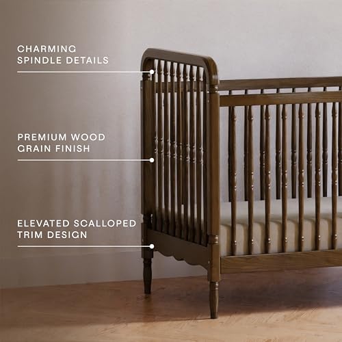 Namesake Liberty 3-in-1 Convertible Spindle Crib with Toddler Bed Conversion Kit in Natural Walnut, Greenguard Gold and FSC® Certified