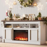 Garvee 58" Farmhouse Fireplace TV Stand, Entertainment Center with Open Storage Cabinets for TVs Up to 75", Media Console for Living Room,White Garvee