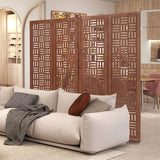 Giantex 4 Panels Room Divider - Folding Room Dividers with Carved Cutout Pattern & Solid Wood Frame, Fully Assembled, 5.5FT Antique Partition Privacy Screen Wall Divider for Room Separation, Brown Giantex